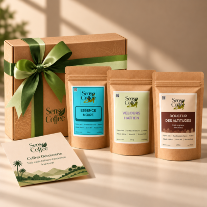Coffret découverte Sense Coffee : Essence Noire, Velours Haïtien et Douceur des Altitudes en grains